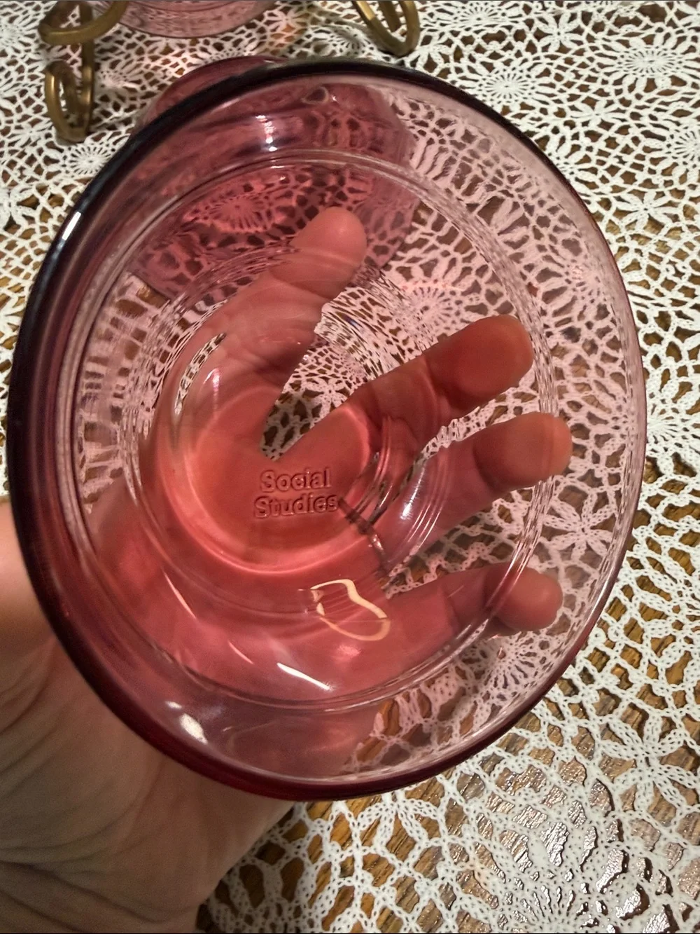Vintage social studies pink cranberry set of 3 bowls